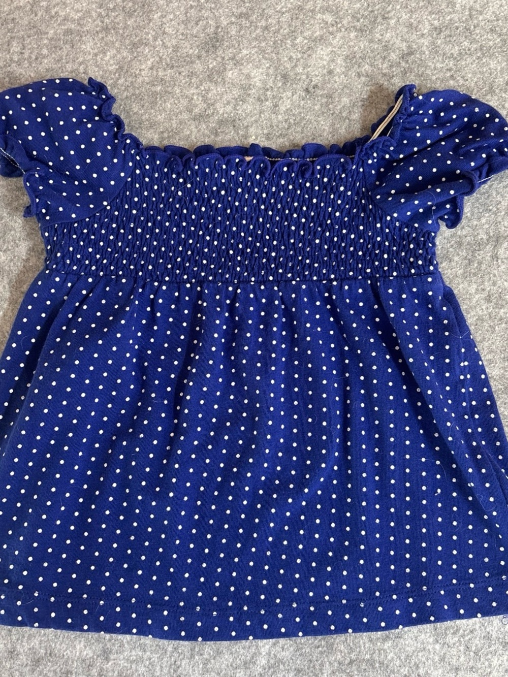 Little Miss Attitude Royal Blue Smocked Polka Dot Top
